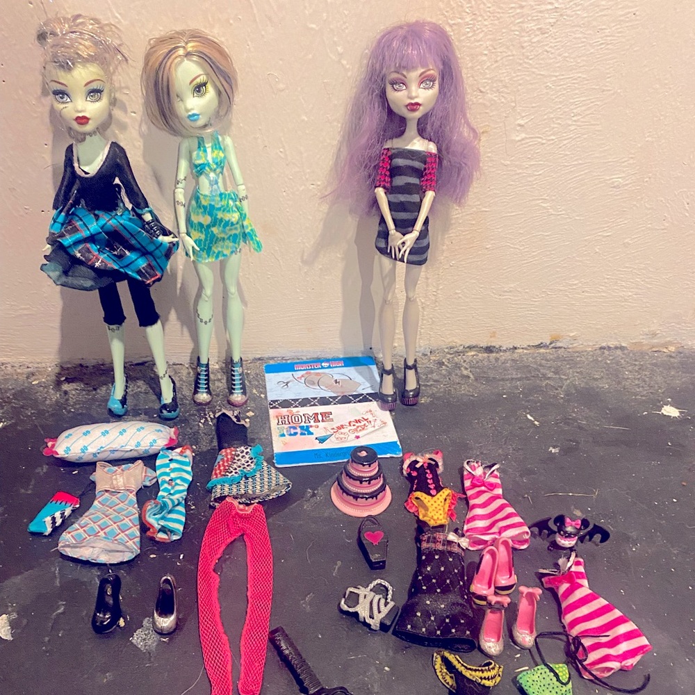 Frankie Stein dolls and a put together doll
